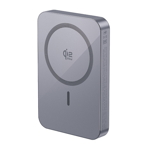 Внешний АКБ NRG Max Qi2.2 10000 мА-ч, 25Вт MageSafe, серый, Deppa - рис 2.