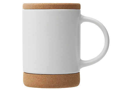 Кружка 450 мл с пробковым дном с крышкой Корк & Бон, белый - рис 3.