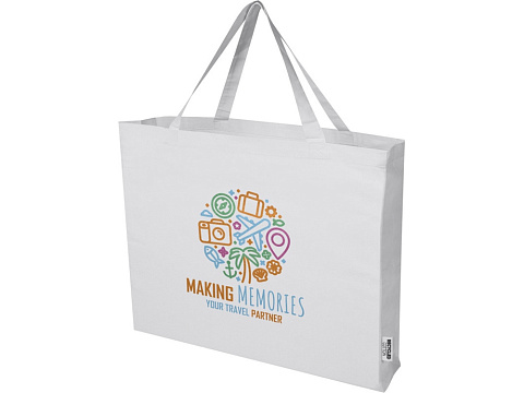 Odessa большая эко-сумка из переработанного хлопка, сертифицированного согласно GRS, плотностью 220 г/м² - Белый - рис 6.