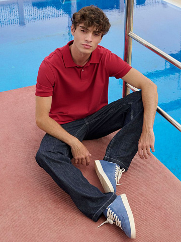 Рубашка поло унисекс Pacific, красная (бургунди) - рис 8.