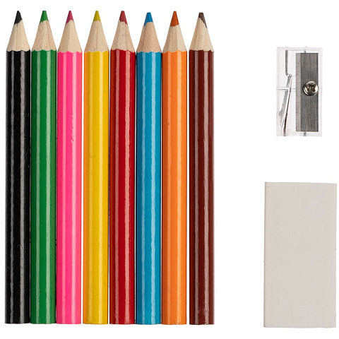 Набор Hobby с цветными карандашами, ластиком и точилкой, белый - рис 4.