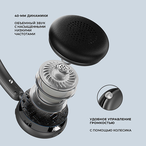 Беспроводные накладные наушники Stereo Light, BT 5.4, 300 мАч, черный, Deppa - рис 5.