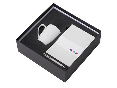 Подарочный набор с блокнотом С2, металлической ручкой и кружкой, белый - рис 2.