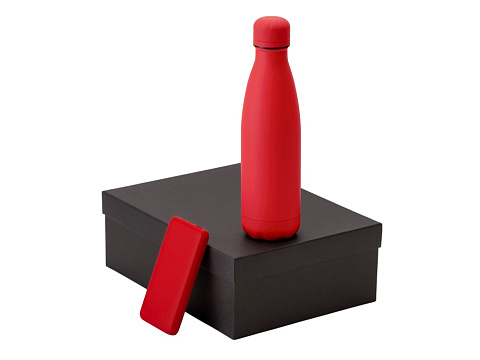 Подарочный набор с термобутылкой и повербанком С2, красный