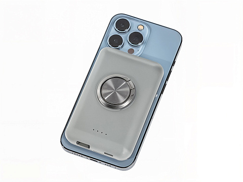 Магнитный беспроводной внешний аккумулятор MagnetIQ, 5000 mah, 10 W, серый Cool gray 7C - рис 6.