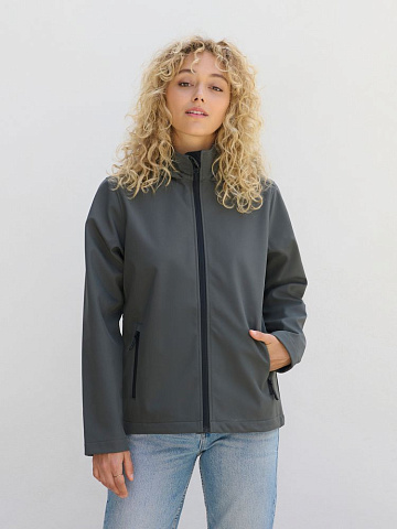 Куртка софтшелл с капюшоном женская Race Women, темно-серая - рис 6.