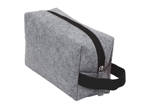 Косметичка из РПЕТ фетра с ручкой Felt, серый с черным - рис 2.