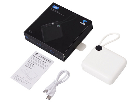 Внешний аккумулятор со встроенным кабелем Liri, QC/PD, 10000 мАч, теплый белый - рис 2.