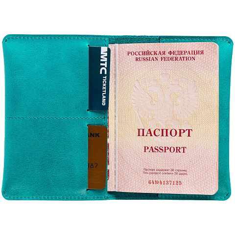Обложка для паспорта Apache, ver.2, бирюзовая - рис 5.