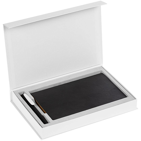 Коробка Silk с ложементом под ежедневник 13x21 см и ручку, белая - рис 4.