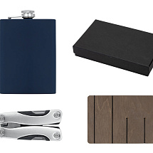 Набор с мультитулом и фляжкой Путешественник 2.0., темно-синий