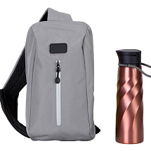 Подарочный набор с бутылкой для воды в сумке - слинге 
Athletic nomad, красный