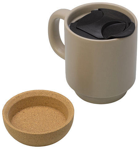Кружка Denpasar с пробковым дном и крышкой, цветная с двух сторон, бежевый (Р) - рис 3.