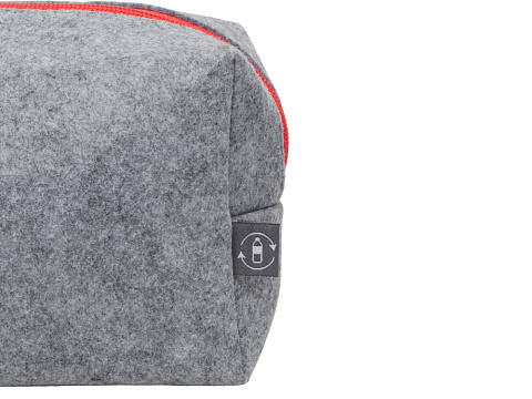 Косметичка из РПЕТ фетра с ручкой Felt, серый с красным - рис 7.