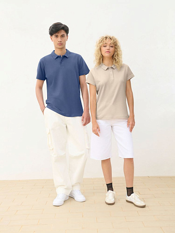 Рубашка поло унисекс Pulse, бежевая (льняная) - рис 6.