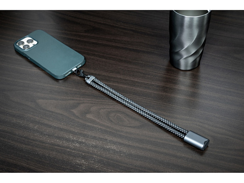 Ремешок-держатель для телефона с зарядным кабелем USB-C - USB-C Lany Wristband Charge Eco, серый - рис 15.
