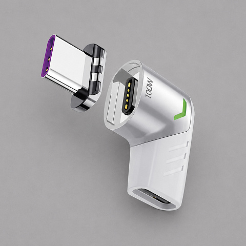 Адаптер USB-С - USB-C, магнитный, белый, Deppa