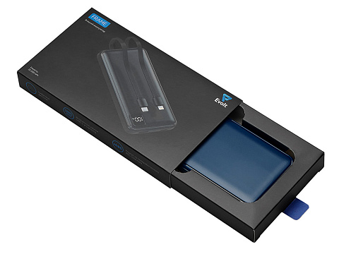 Внешний аккумулятор со встроенными кабелями Фрэйм, 10000мач, темно-синий - рис 6.