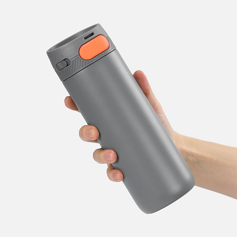 Термостакан X1 с цветной кнопкой, серый с оранжевым - рис 5.