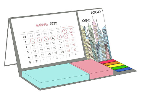 Календарь настольный на заказ Sticky, с блоком 100 листов - рис 2.