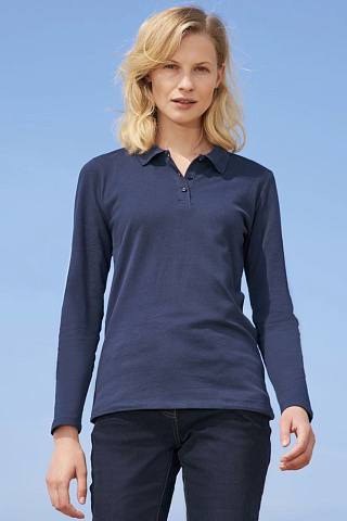 Рубашка поло женская с длинным рукавом Perfect LSL Women, темно-синяя - рис 5.