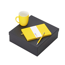 Подарочный набор с блокнотом С1, металлической ручкой и кружкой, желтый