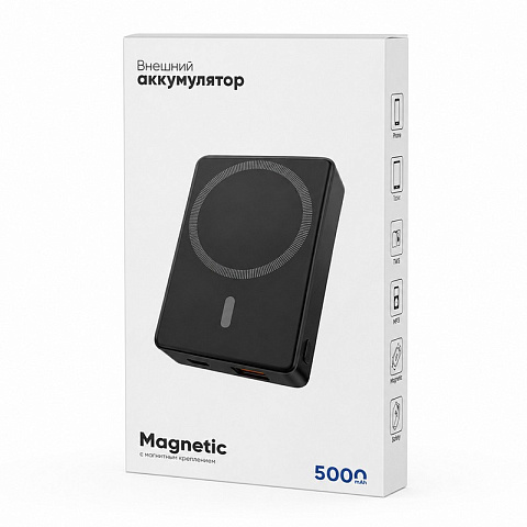 Магнитный пауэрбанк «Энергия рядом» Magnetic, 5000 мАч, чёрный - рис 4.