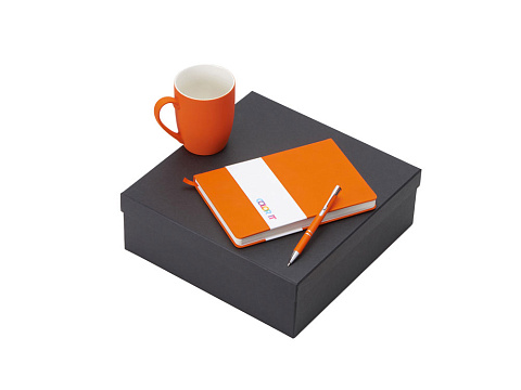 Подарочный набор с блокнотом С3, металлической ручкой и кружкой, оранжевый