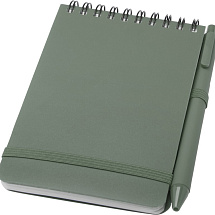 Блокнот Thalaasa формата А6 в твердой обложке из океанического пластика с шариковой ручкой - Зеленый яркий