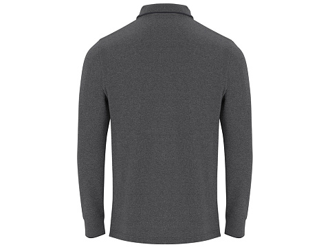 Рубашка поло Dylan мужская с длинным рукавом, меланжевый черный - рис 2.