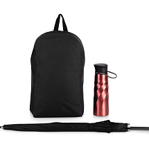 Подарочный набор с бутылкой для воды, зонтом и рюкзаком  Water element , красный