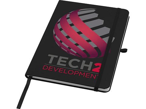 Teak блокнот А5 из переработан. материала в твердой обложке с линован. страницами - сплошной черный - рис 6.