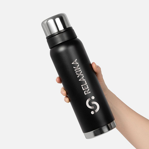 Термос Relaxika 1000 со стикерпаком, черный - рис 10.