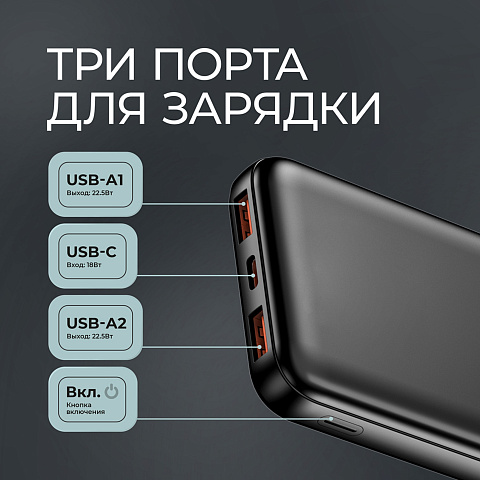 Внешний АКБ NRG Turbo V4 10000 мА-ч, дисплей, черный, Deppa - рис 6.