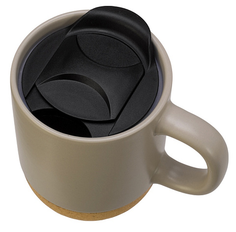 Кружка Denpasar с пробковым дном и крышкой, цветная с двух сторон, бежевый (Р) - рис 2.