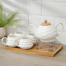 Чайный набор из керамики с подставкой (5 предметов)
