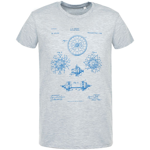 Футболка приталенная Old Patents. Wheel, голубой меланж - рис 3.