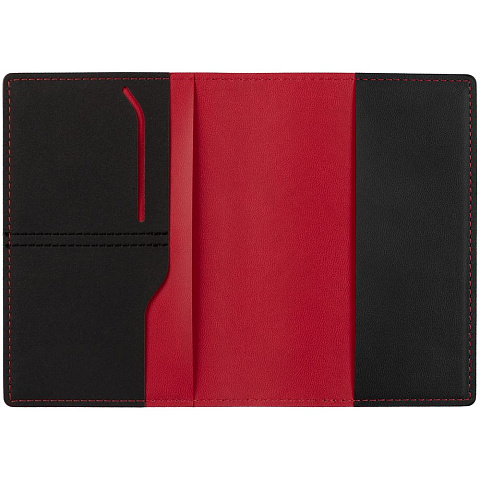 Обложка для паспорта Multimo, черная с красным - рис 2.