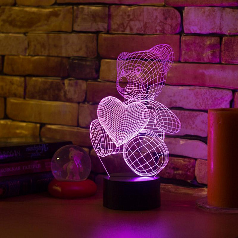 3D лампа Влюбленный медвежонок - рис 5.
