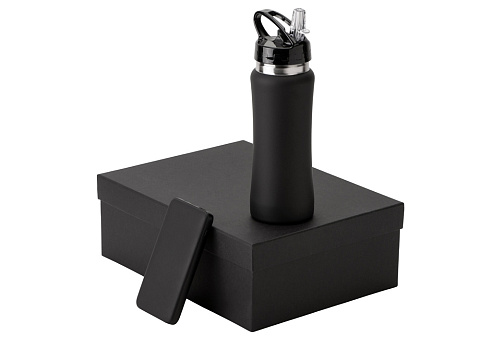 Подарочный набор с бутылкой для воды и повербанком С2, 10000 mAh, черный - рис 2.