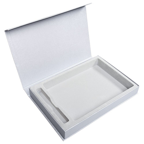 Коробка Silk с ложементом под ежедневник 15х21 см и ручку, серебристая - рис 2.