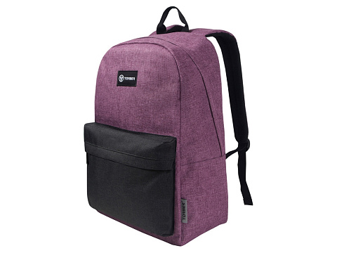 Рюкзак TORBER GRAFFI, фиолетовый с карманом черного цвета, полиэстер меланж, 42 х 29 x 19 см - рис 3.