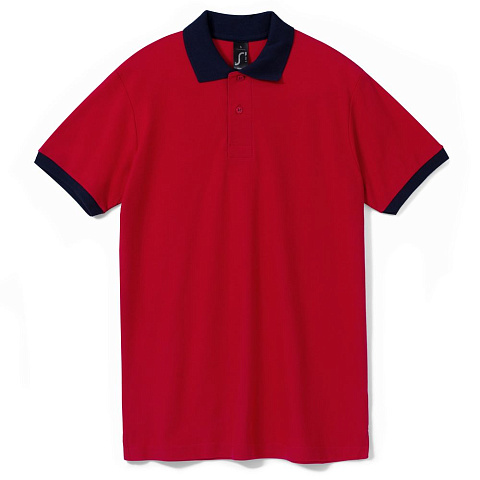 Рубашка поло Prince 190, красная с темно-синим - рис 2.
