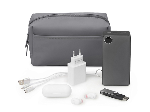 Органайзер для электроники и проводов из искусственной кожи Sofit, серый