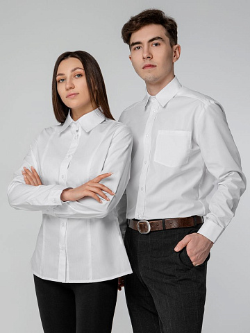 Рубашка женская с длинным рукавом Collar, белая - рис 8.