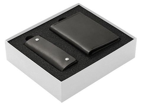 Подарочный набор Long River: обложка для паспорта, ключница (без лого Long River), белая коробка - рис 2.