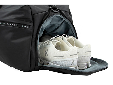 Сумка спортивная BUGATTI БЛАНК | BLANC, чёрная, тарпаулин/полиэстер, 52х26х27,5 см - рис 6.