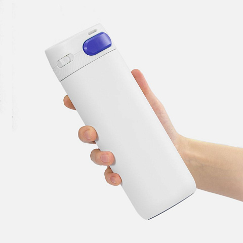 Термостакан X1 с цветной кнопкой, белый с синим - рис 5.