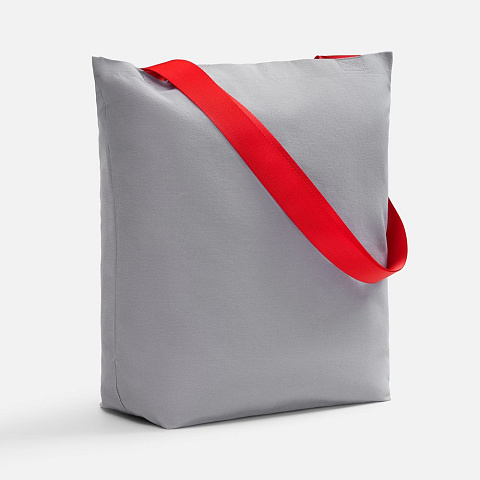 Шопер B5, серый с широкими красными ручками - рис 2.