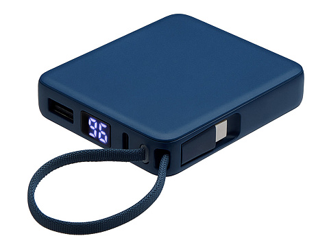 Внешний аккумулятор со встроенным кабелем USB-C Дэнси, 5000 мАч, темно-синий - рис 2.